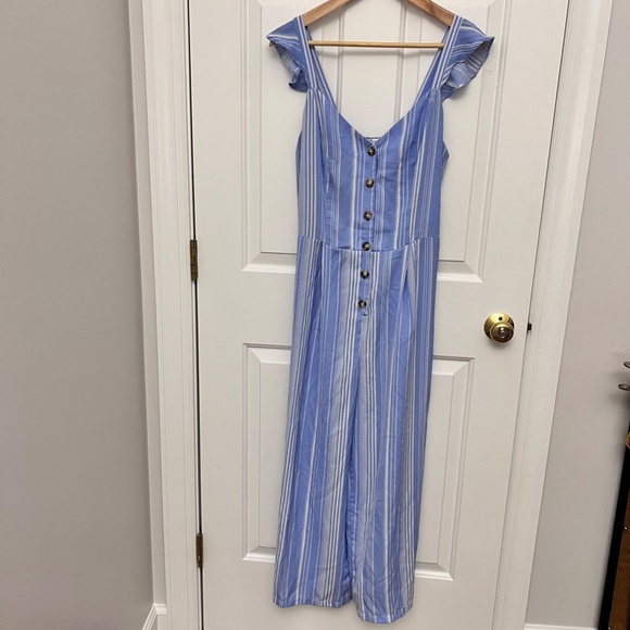 Candie’s Striped Button Front Jumpsuit - Picture 2 of 13
